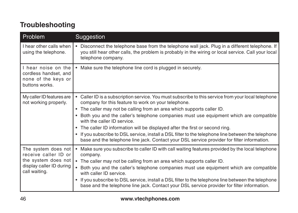Troubleshooting | VTech DS6111-2 User Manual | Page 50 / 62