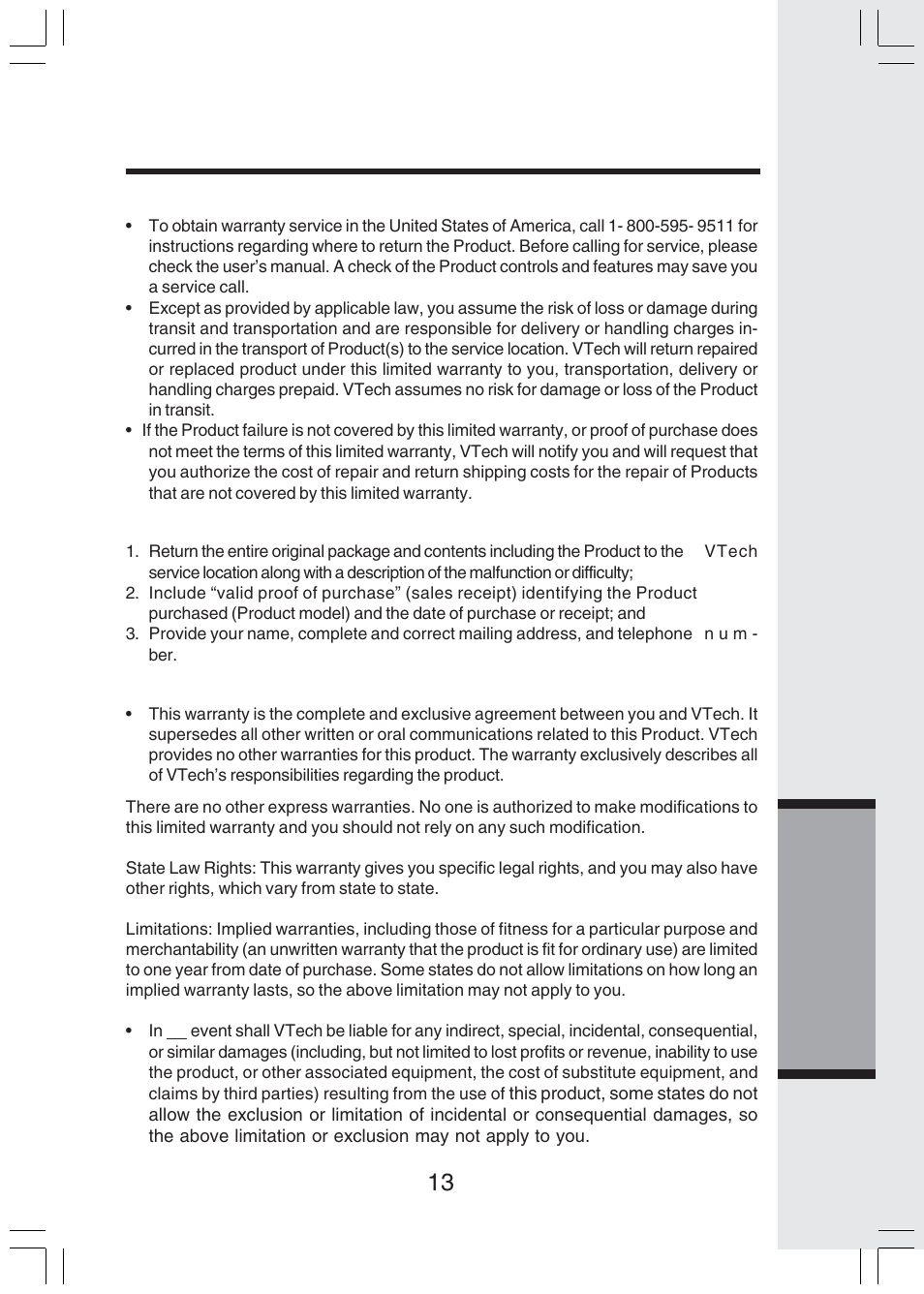 Warranty statement, Additional information | VTech IP 811 User Manual | Page 14 / 20
