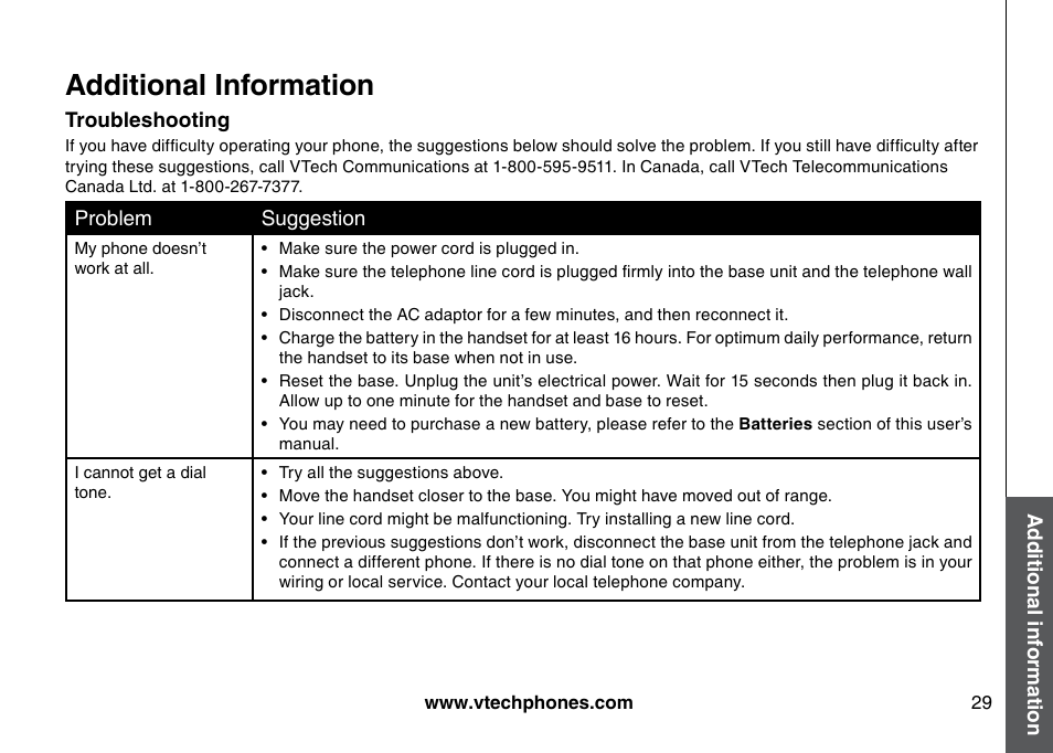 Additional information | VTech I6725 User Manual | Page 29 / 44