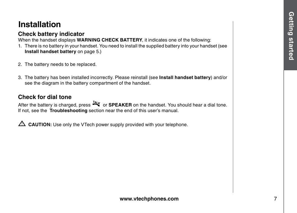 Installation | VTech I6725 User Manual | Page 7 / 44