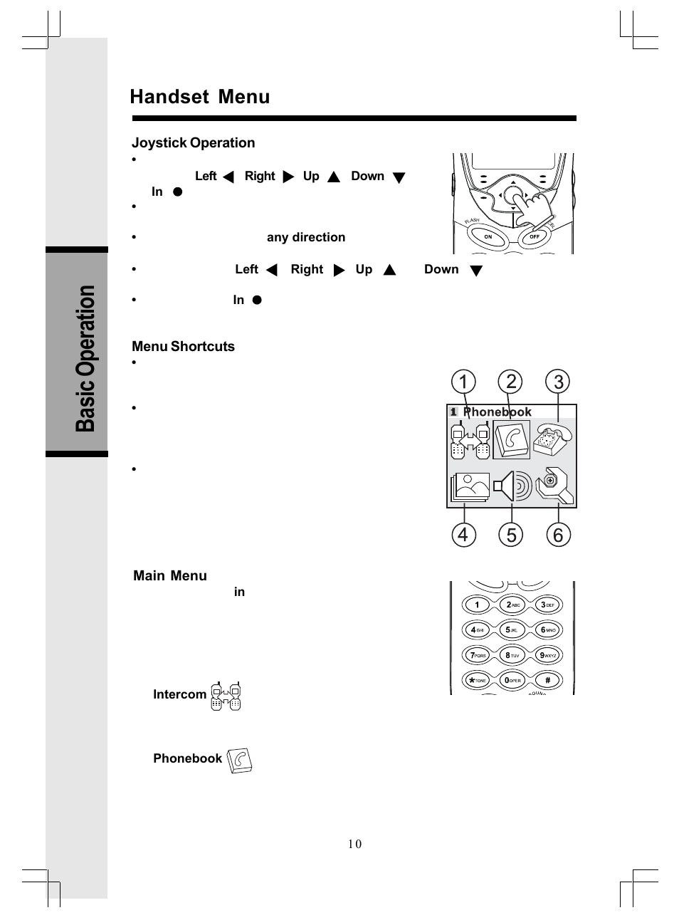 Basic operation, Handset menu | VTech GiGA5.8x VT5886 User Manual | Page 10 / 33