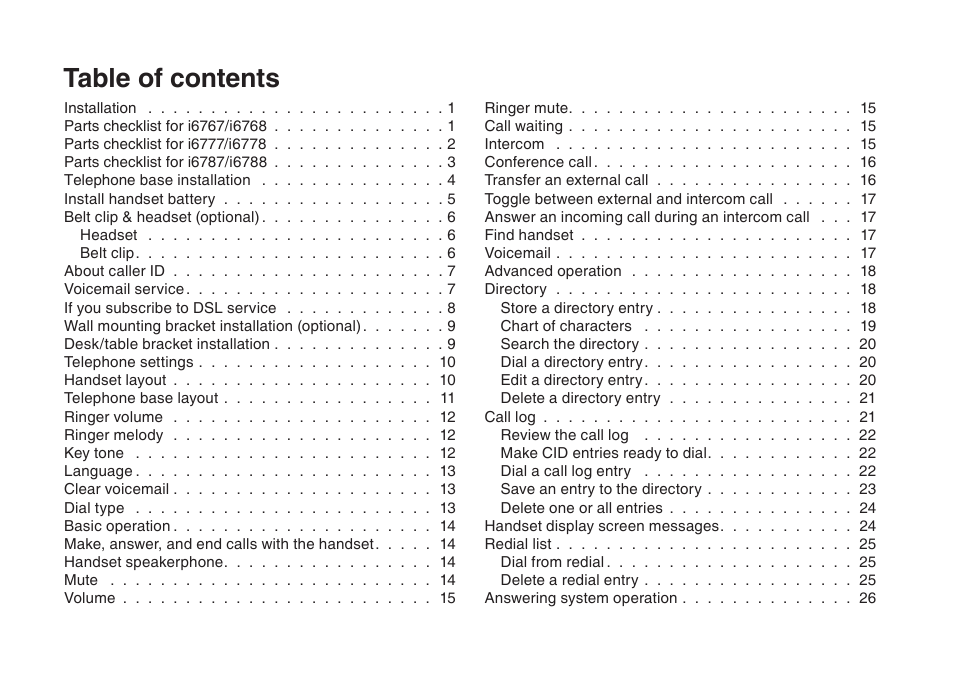 VTech I6778 User Manual | Page 2 / 61