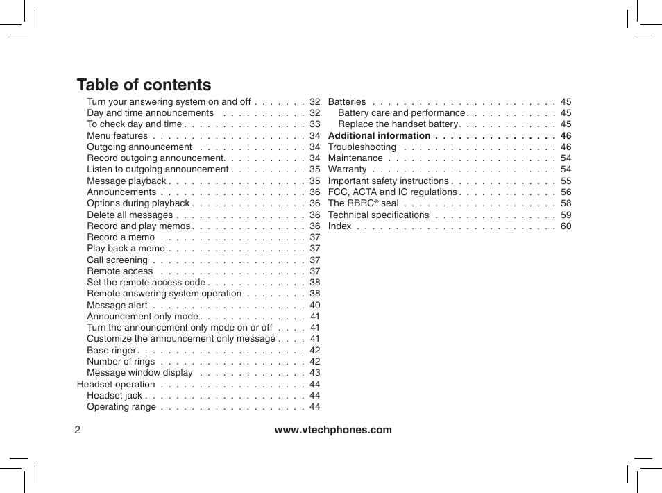 VTech MI6895 User Manual | Page 2 / 63