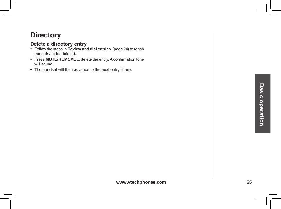 Directory | VTech MI6895 User Manual | Page 25 / 63