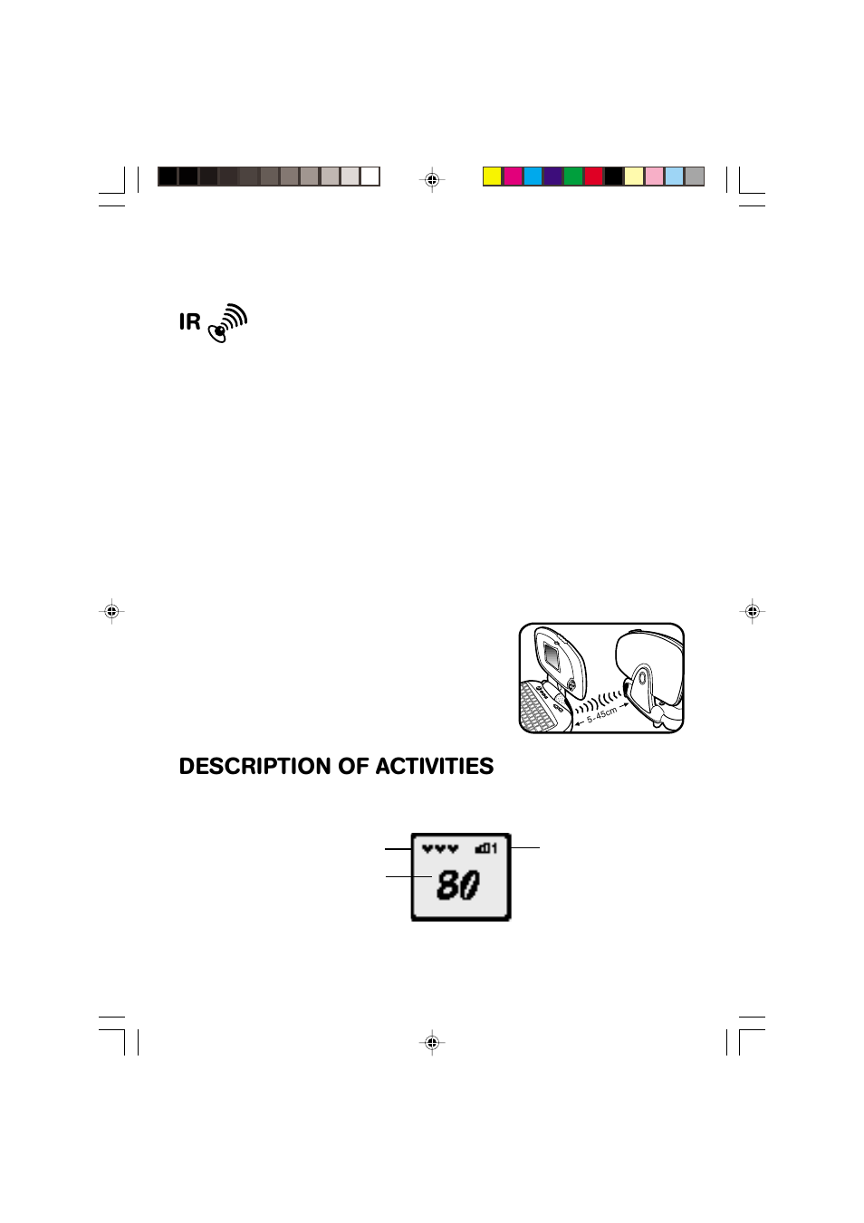 Description of activities, Status key, Effective working position for ir communication | VTech SkillStarter Notebook User Manual | Page 15 / 26