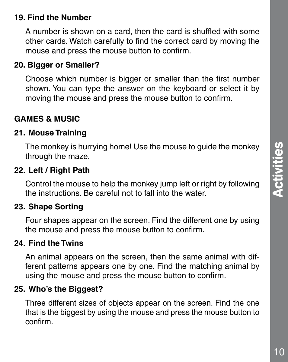 Activities | VTech 91-02241-000 User Manual | Page 11 / 15