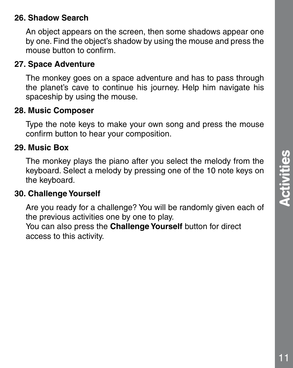 Activities | VTech 91-02241-000 User Manual | Page 12 / 15