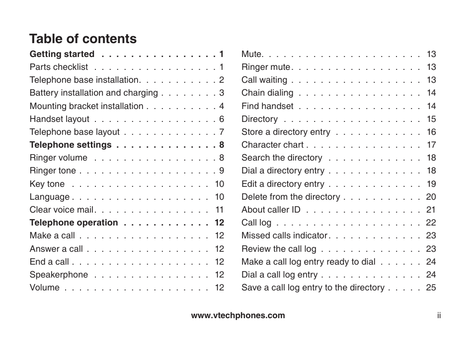 VTech DS6111 User Manual | Page 3 / 56