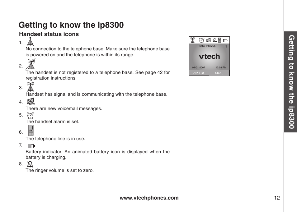 Getting to know the ip8300 | VTech IP8300 User Manual | Page 17 / 118