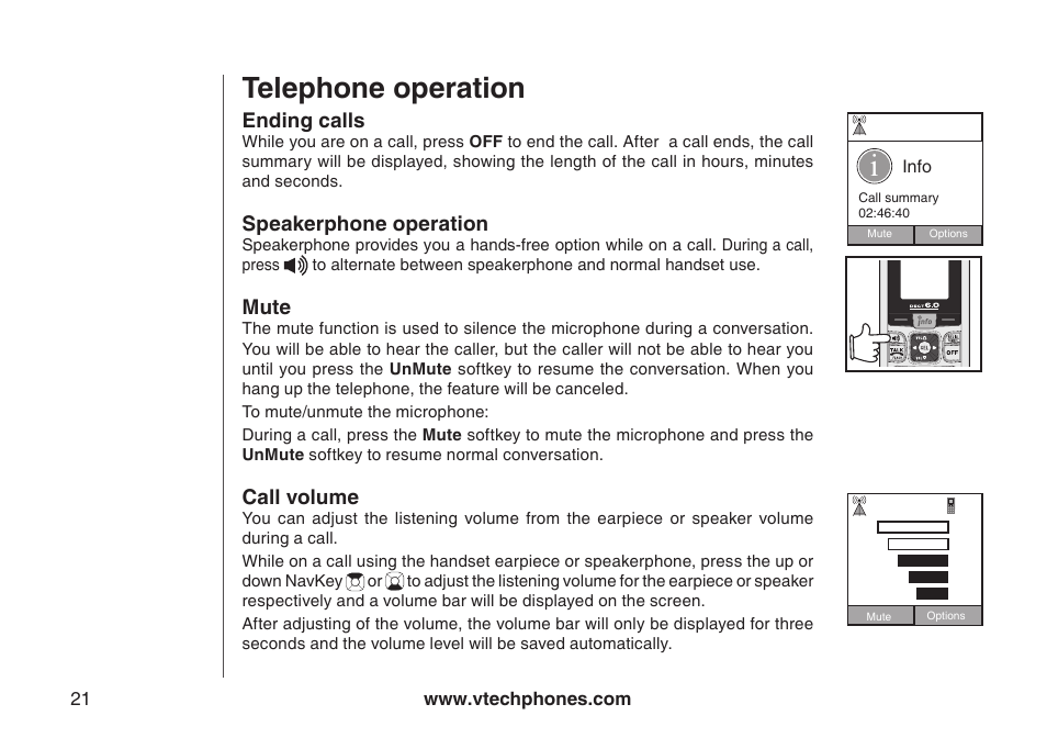 Telephone operation | VTech IP8300 User Manual | Page 26 / 118