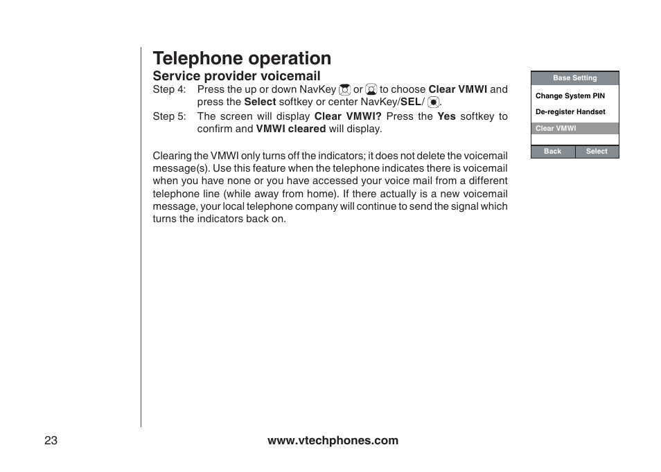 Telephone operation, Service provider voicemail | VTech IP8300 User Manual | Page 28 / 118