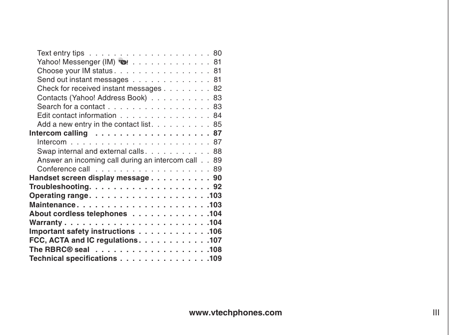 VTech IP8300 User Manual | Page 5 / 118