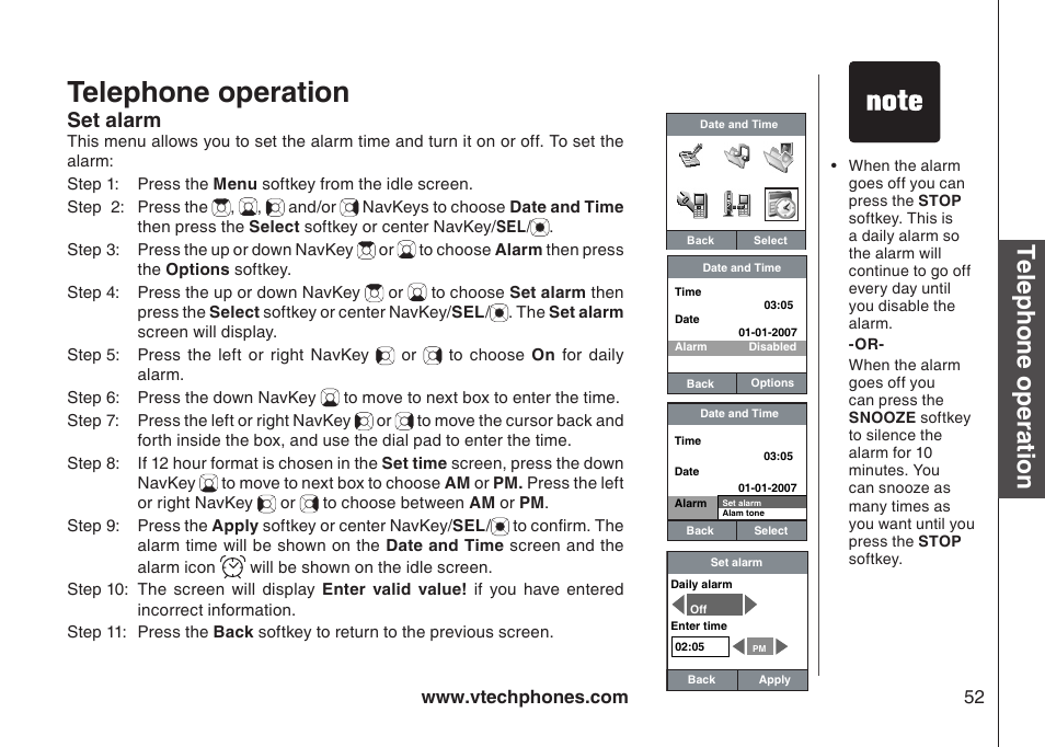 Telephone operation, Set alarm | VTech IP8300 User Manual | Page 57 / 118