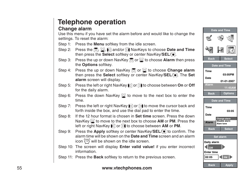 Telephone operation, Change alarm | VTech IP8300 User Manual | Page 60 / 118