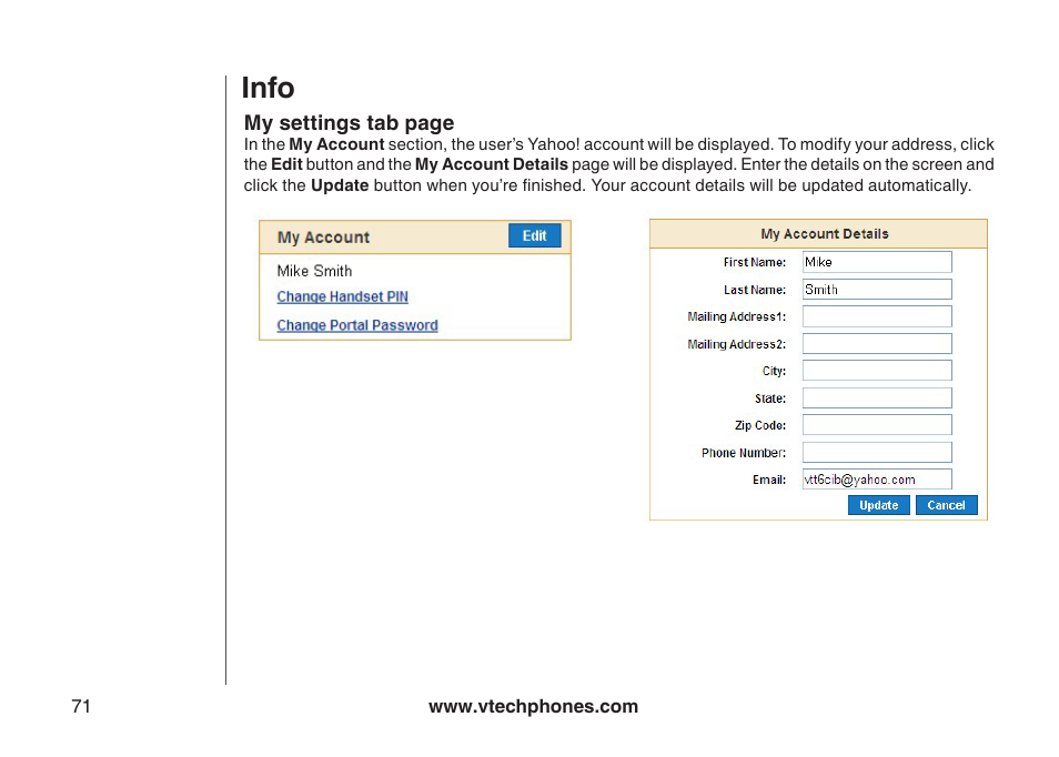 Info | VTech IP8300 User Manual | Page 76 / 118