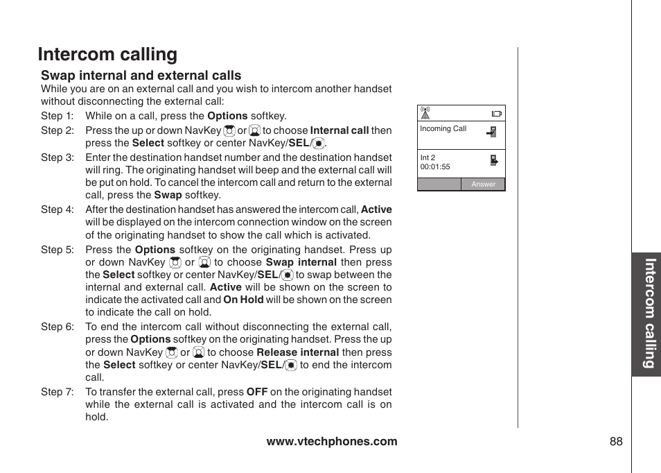 Intercom calling | VTech IP8300 User Manual | Page 93 / 118