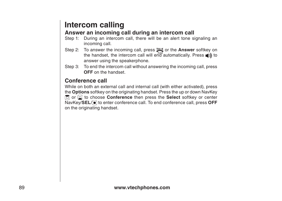 Intercom calling | VTech IP8300 User Manual | Page 94 / 118