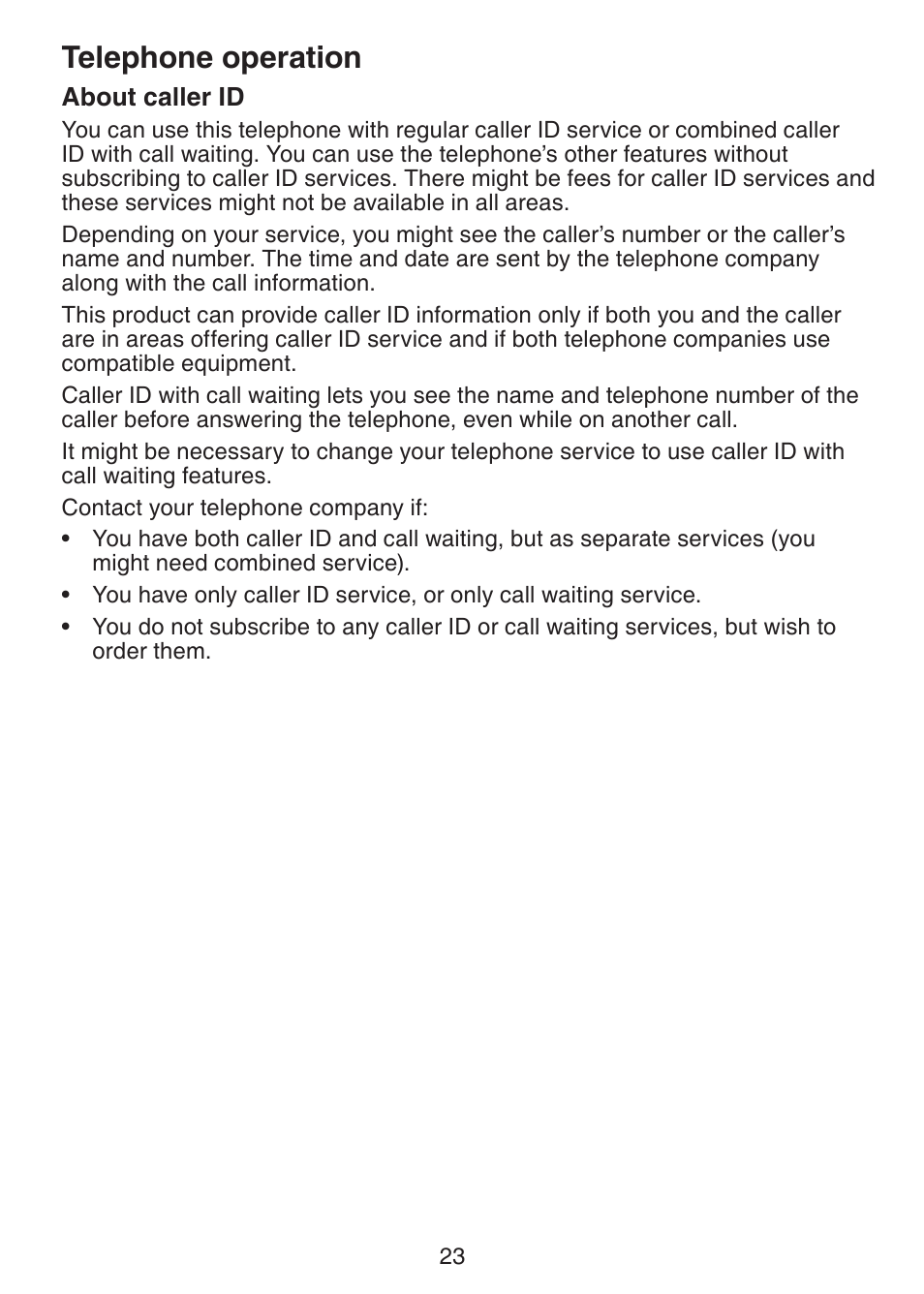 About caller id, Telephone operation | VTech CS6229-5 User Manual | Page 27 / 61