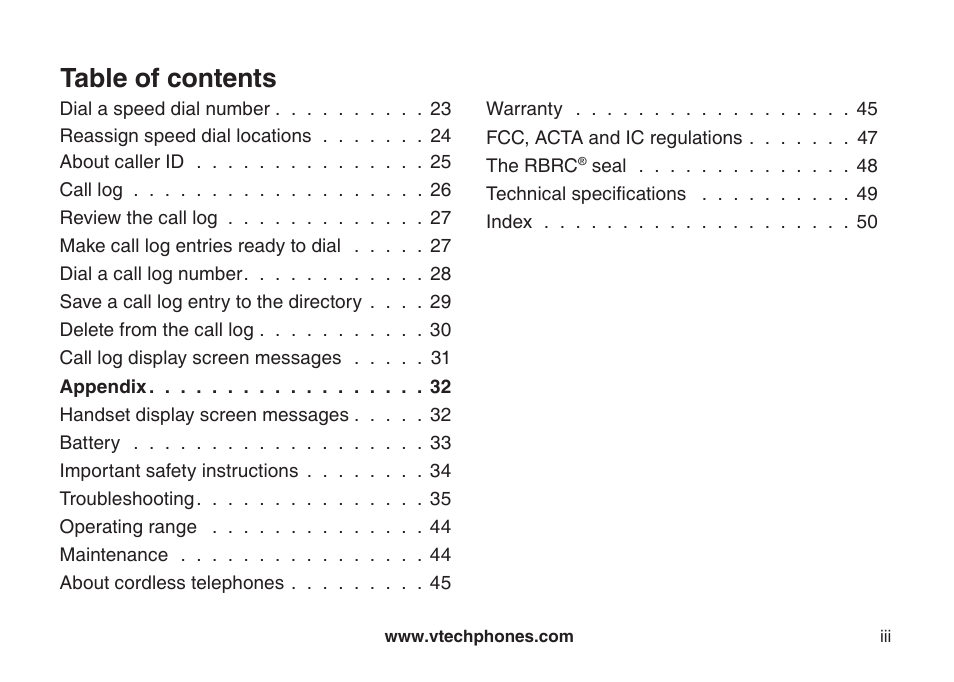 VTech CS5111-3 User Manual | Page 3 / 56