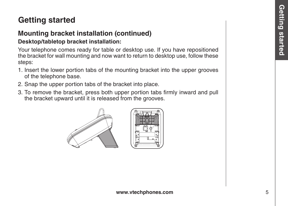 Getting started | VTech CS5111-3 User Manual | Page 8 / 56