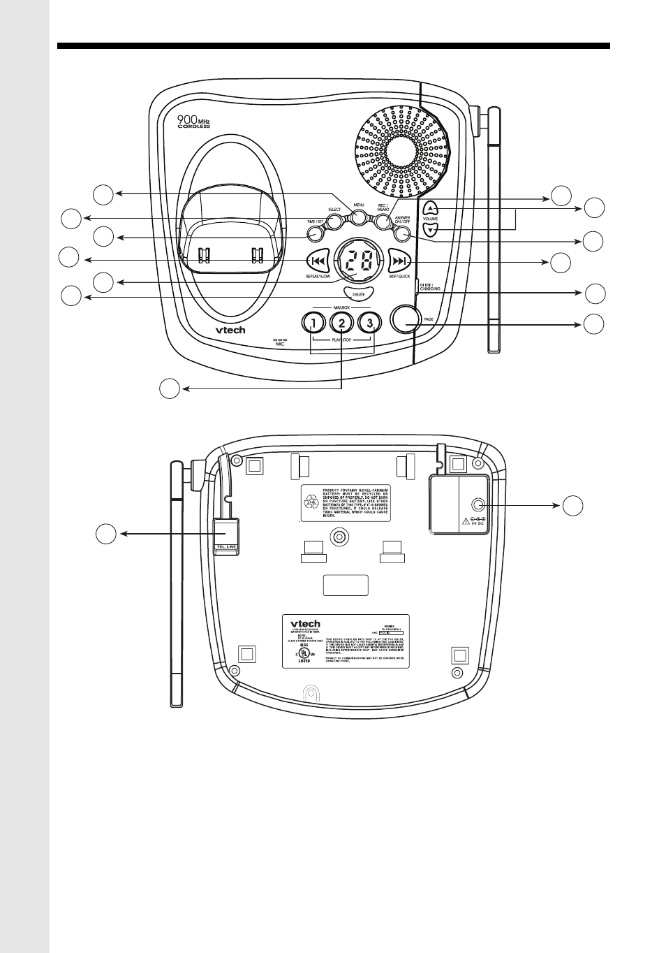 Base unit layout | VTech VT 9162 User Manual | Page 6 / 42