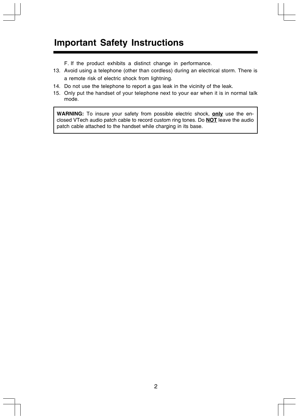 Important safety instructions | VTech I5808 User Manual | Page 24 / 44