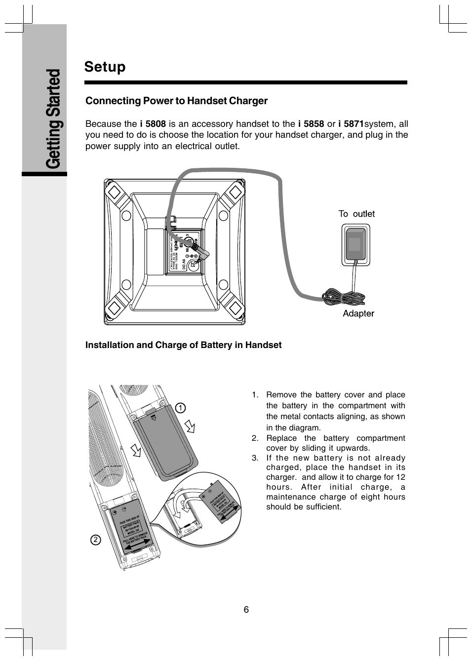 Getting s tarted, Setup | VTech I5808 User Manual | Page 28 / 44