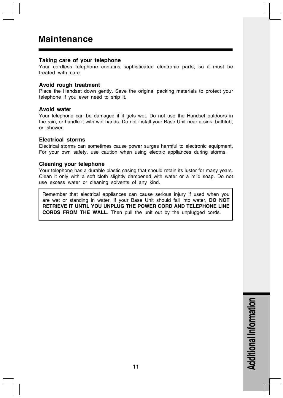 Maintenance, Additional information | VTech I5808 User Manual | Page 33 / 44