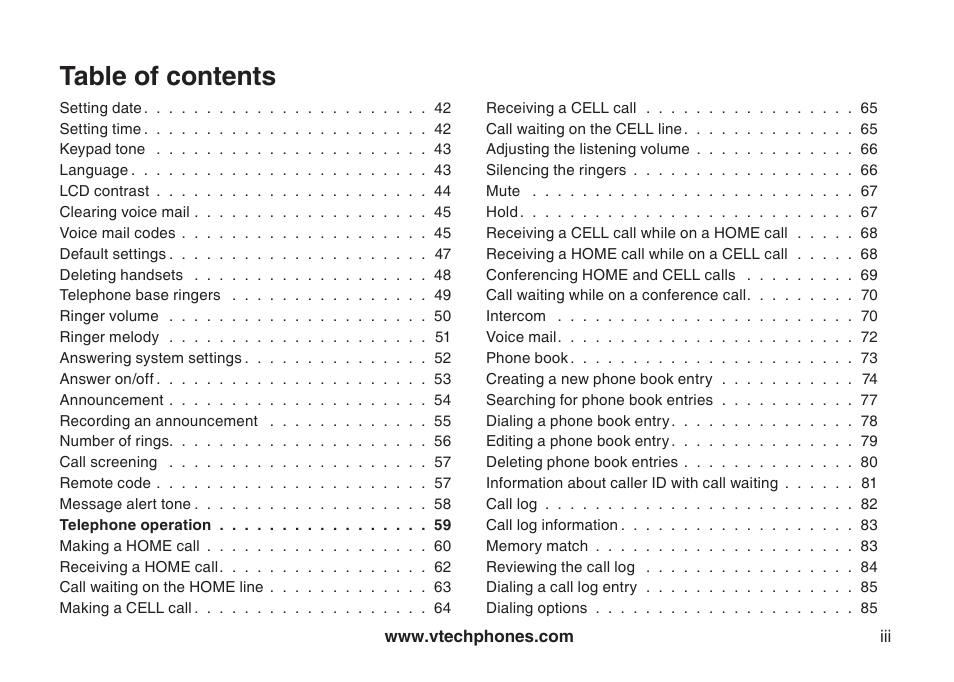 VTech LS5145 User Manual | Page 3 / 128