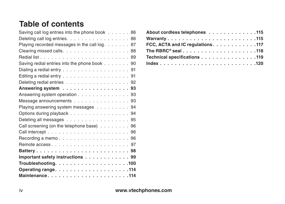 VTech LS5145 User Manual | Page 4 / 128