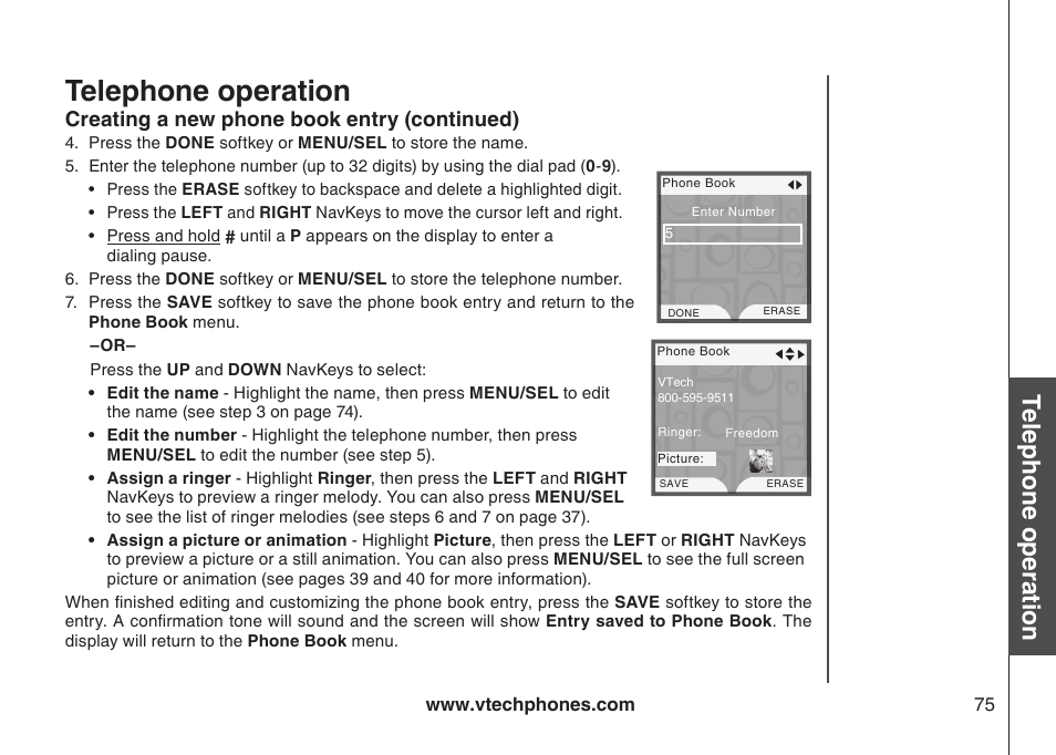 Telephone operation, Bas ic o pe ra tio n | VTech LS5145 User Manual | Page 79 / 128