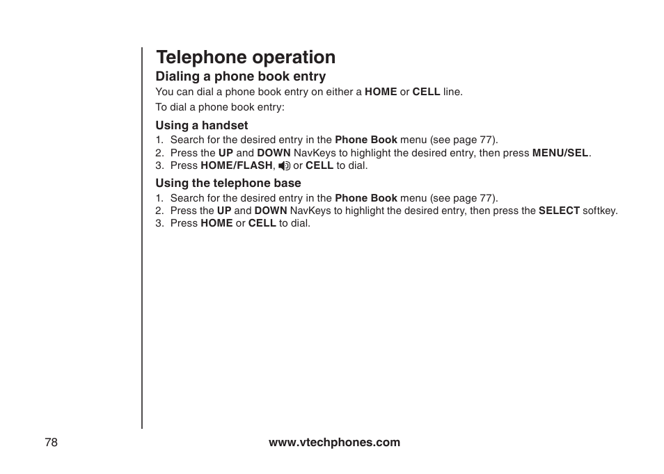 Edit a directory entry, Dial a phone book entry, Dalng a phone book entry | Telephone operation | VTech LS5145 User Manual | Page 82 / 128