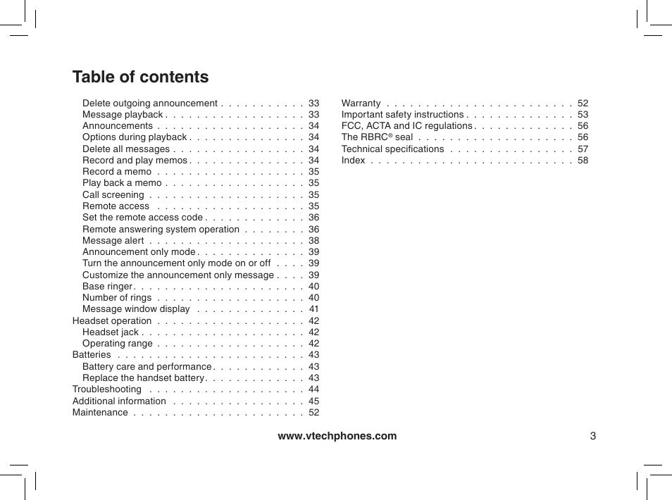 VTech mi6885 User Manual | Page 3 / 60