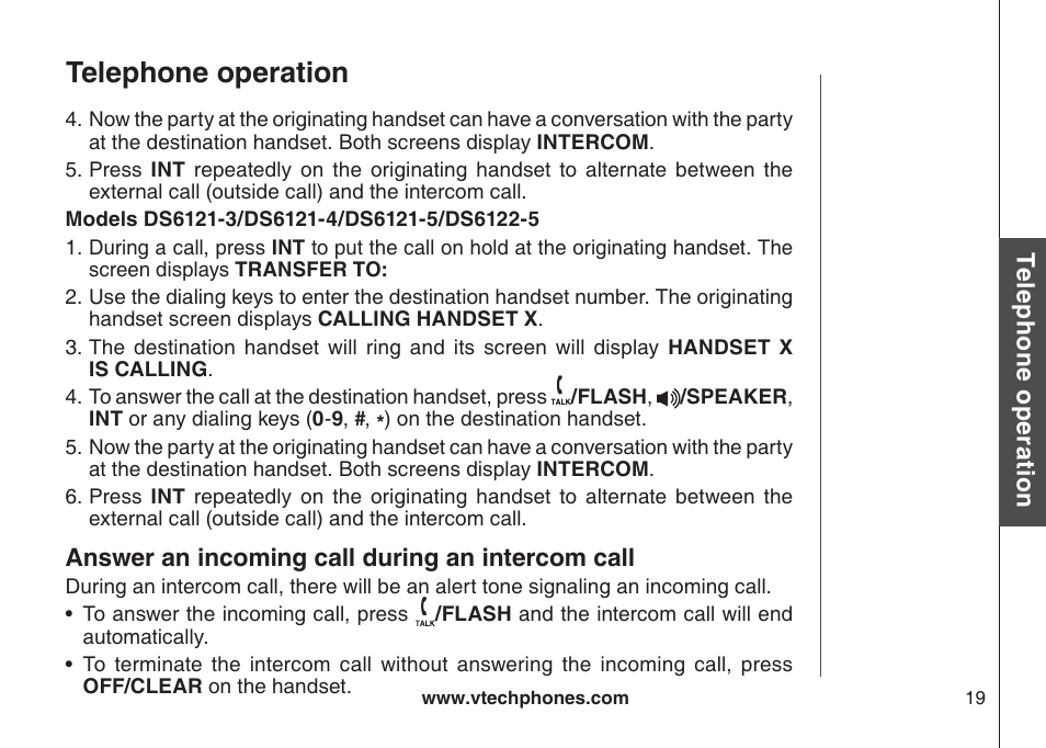 Telephone operation | VTech DECT DS6121-2 User Manual | Page 23 / 74