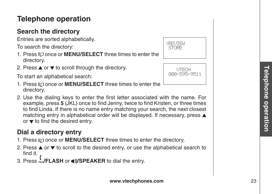 Telephone operation | VTech DECT DS6121-2 User Manual | Page 27 / 74