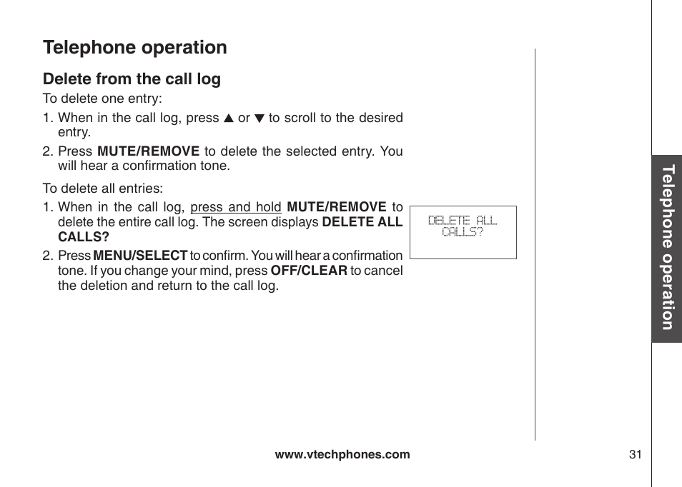Telephone operation | VTech DECT DS6121-2 User Manual | Page 35 / 74