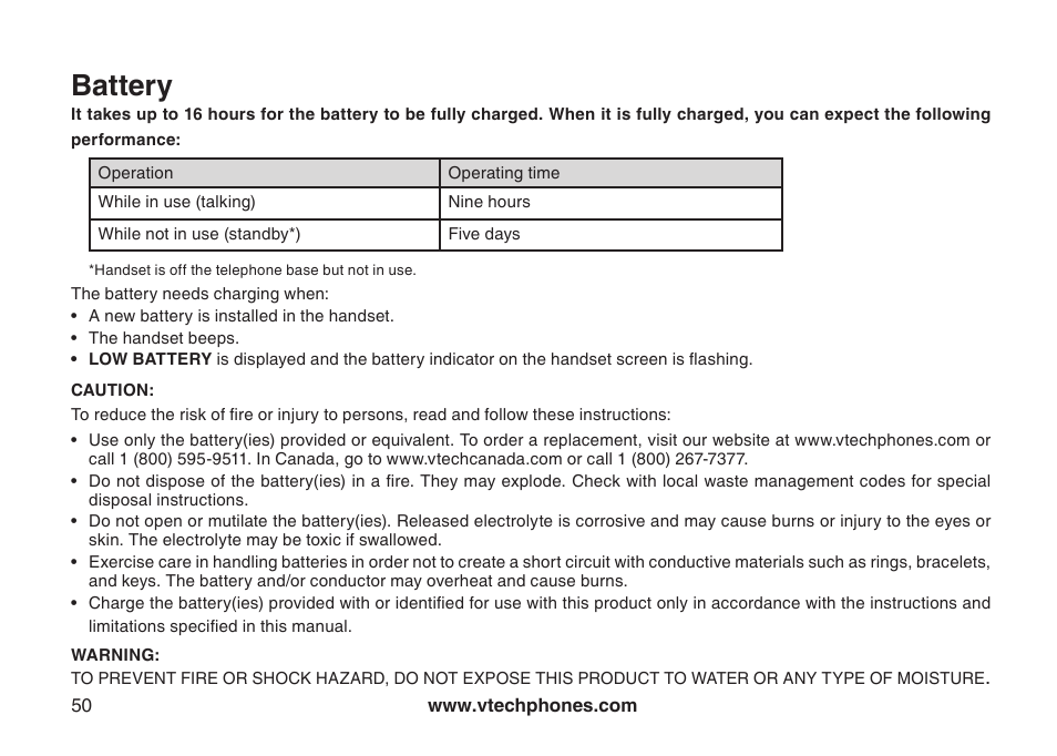 Battery | VTech DECT DS6121-2 User Manual | Page 54 / 74