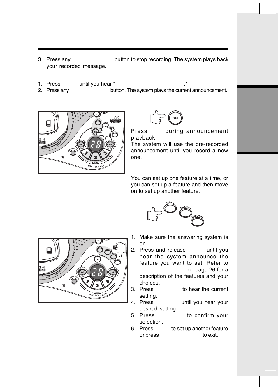 Basic operation, Answering system operation | VTech ev 2653 User Manual | Page 26 / 45