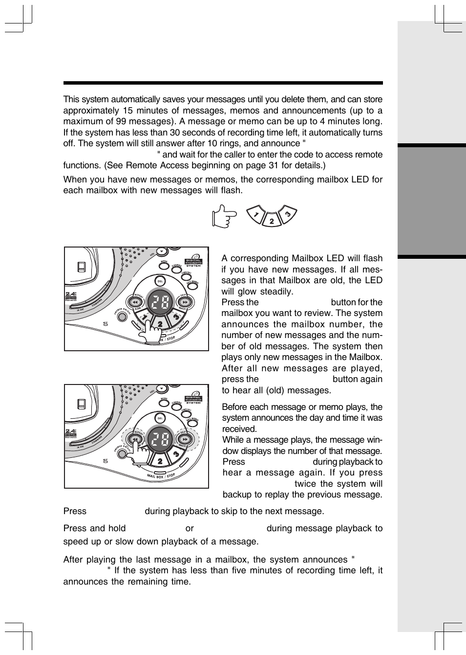 Basic operation, Answering system operation | VTech ev 2653 User Manual | Page 28 / 45