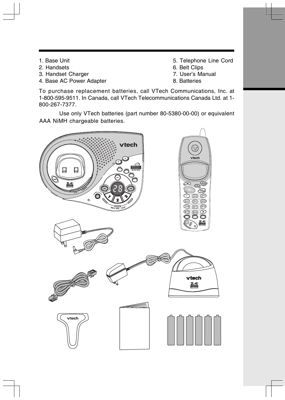 Parts check list, Getting started | VTech ev 2653 User Manual | Page 4 / 45