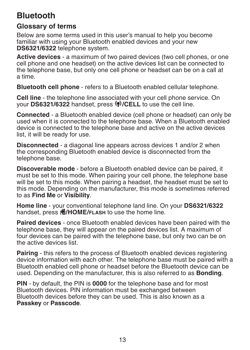 Glossary of terms, Bluetooth | VTech DS6321-2 User Manual | Page 17 / 101