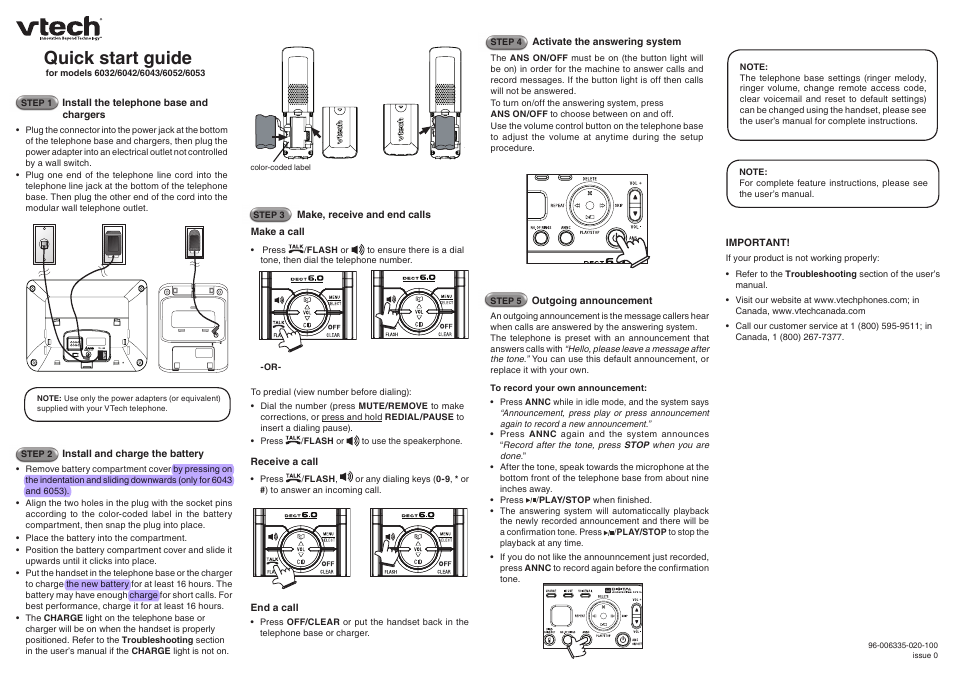 VTech 6052  ES User Manual | 2 pages