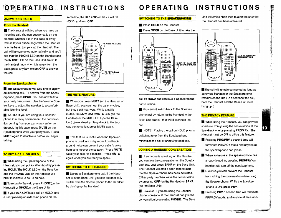 Answering calls, From the handset, From the speakerphone | The mute feature, Switching to the speakerphone, Joining a handset conversation, The privacy feature, Making calls, Switching to the handset | VTech 917ADX User Manual | Page 11 / 19