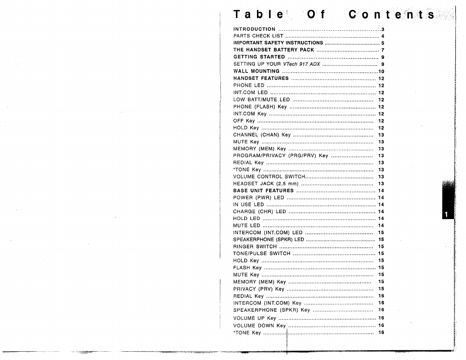 Table | VTech 917ADX User Manual | Page 2 / 19