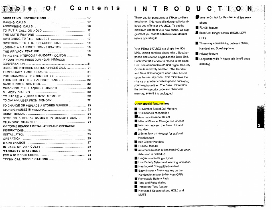 VTech 917ADX User Manual | Page 3 / 19