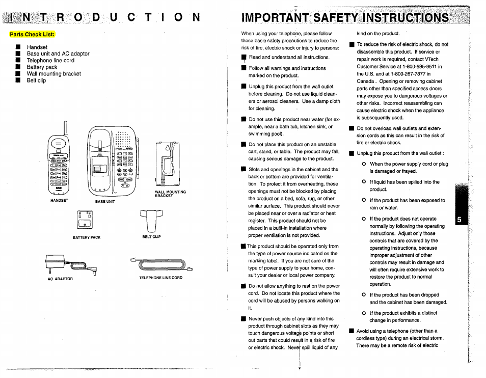 In t r o du ct ion, Important sarety instructions, Important safety instructions | VTech 917ADX User Manual | Page 4 / 19