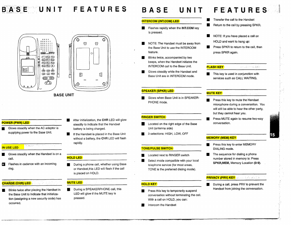 Features base unit features | VTech 917ADX User Manual | Page 9 / 19