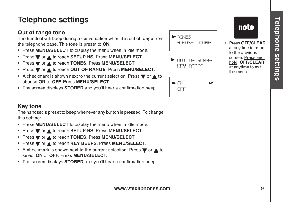 Telephone settings, Te le ph on e s ett in gs, Bas ic o pe ra tio n | VTech LS6113-WT User Manual | Page 12 / 50