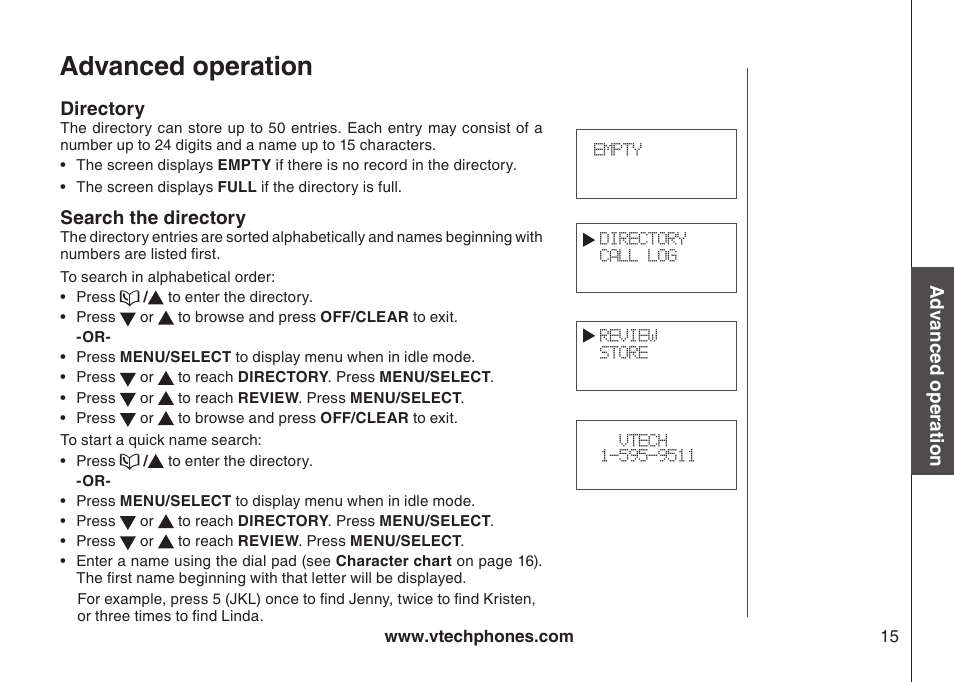 Advanced operation | VTech LS6113-WT User Manual | Page 18 / 50