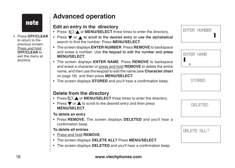 Advanced operation | VTech LS6113-WT User Manual | Page 21 / 50